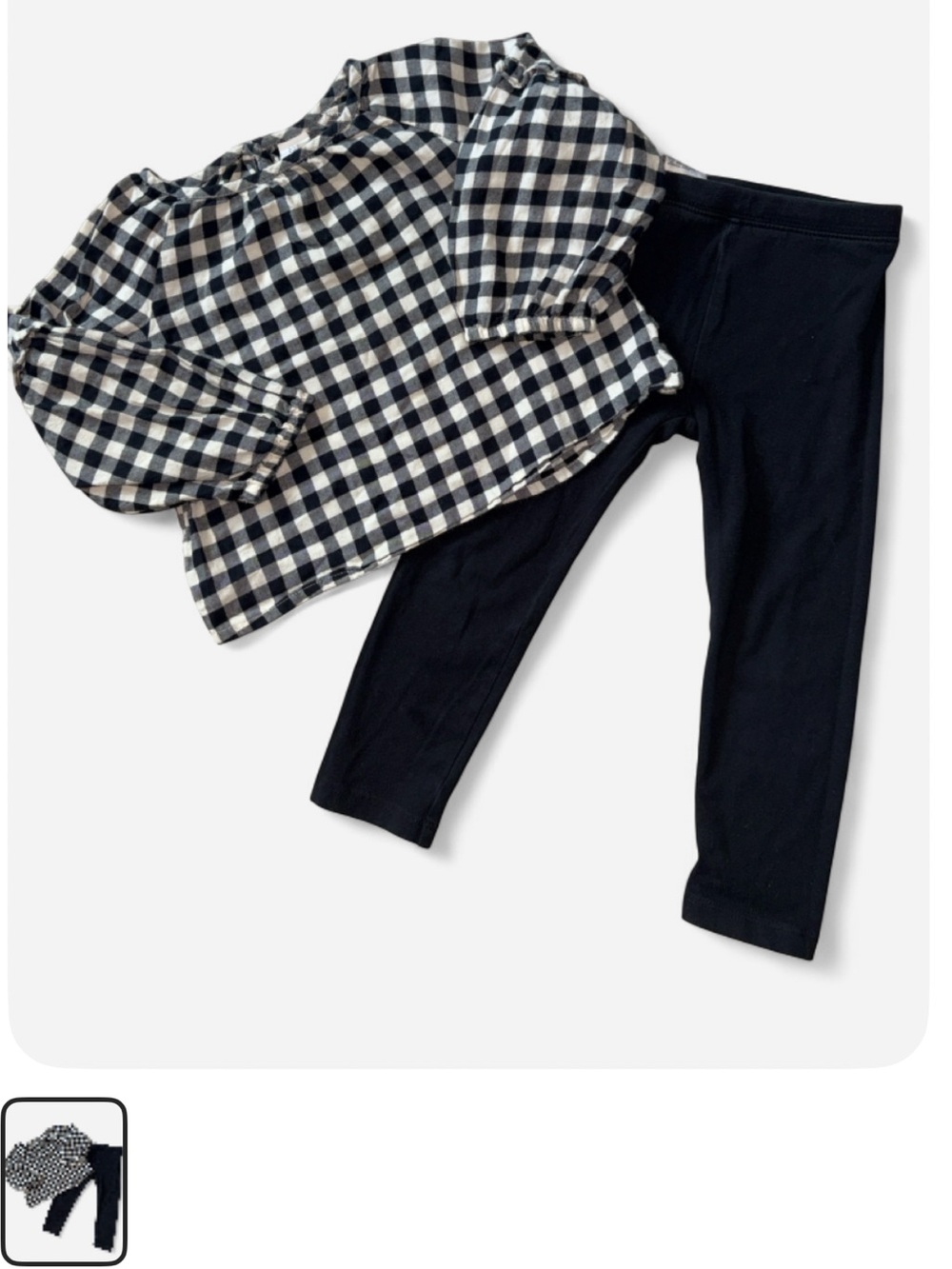 GAP 3T Black Leggings with Black & White Gingham Top - Kids Matching Set